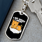 I Do What I Want Yellow Cat Keychain Stainless Steel or 18k Gold Dog Tag Keyring-Express Your Love Gifts