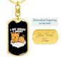 I Do What I Want Yellow Cat Keychain Stainless Steel or 18k Gold Dog Tag Keyring-Express Your Love Gifts