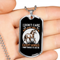 I Don't CAre Except Horses Horse Necklace Stainless Steel or 18k Gold Dog Tag 24" Chain-Express Your Love Gifts