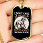 I Don't CAre Except Horses Horse Necklace Stainless Steel or 18k Gold Dog Tag 24" Chain-Express Your Love Gifts