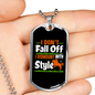 I Don't Fall Off Horse Necklace Stainless Steel or 18k Gold Dog Tag 24" Chain-Express Your Love Gifts