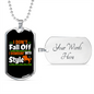 I Don't Fall Off Horse Necklace Stainless Steel or 18k Gold Dog Tag 24" Chain-Express Your Love Gifts