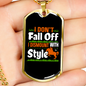 I Don't Fall Off Horse Necklace Stainless Steel or 18k Gold Dog Tag 24" Chain-Express Your Love Gifts