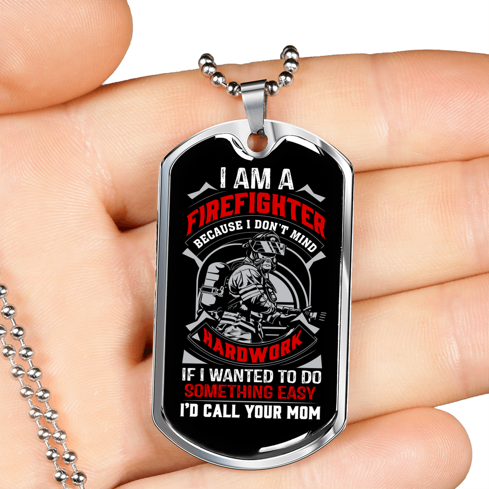 I Don'T Mind Easy Necklace Stainless Steel or 18k Gold Dog Tag 24" Chain-Express Your Love Gifts