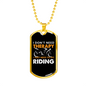 I Don'T Need Theraphy Biker Necklace Stainless Steel or 18k Gold Dog Tag 24"-Express Your Love Gifts