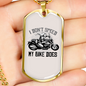 I Don'T Speed Biker Necklace Stainless Steel or 18k Gold Dog Tag 24"-Express Your Love Gifts
