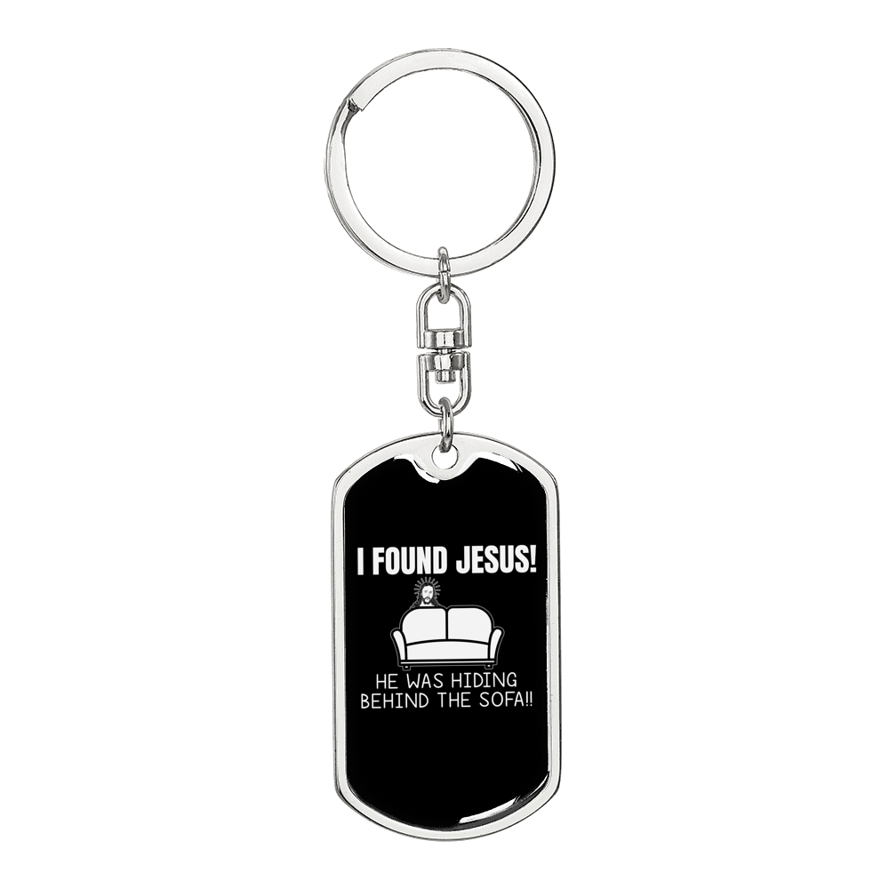 I Found Jesus Christian Keychain Stainless Steel or 18k Gold Dog Tag Keyring-Express Your Love Gifts