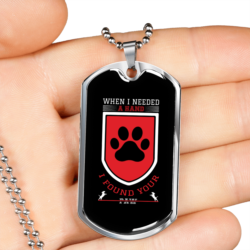 I Found Your Paw Necklace Stainless Steel or 18k Gold Dog Tag 24" Chain-Express Your Love Gifts