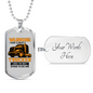 I Have Crazy Trucker Dog Tag Stainless Steel or 18k Gold 24" Chain-Express Your Love Gifts