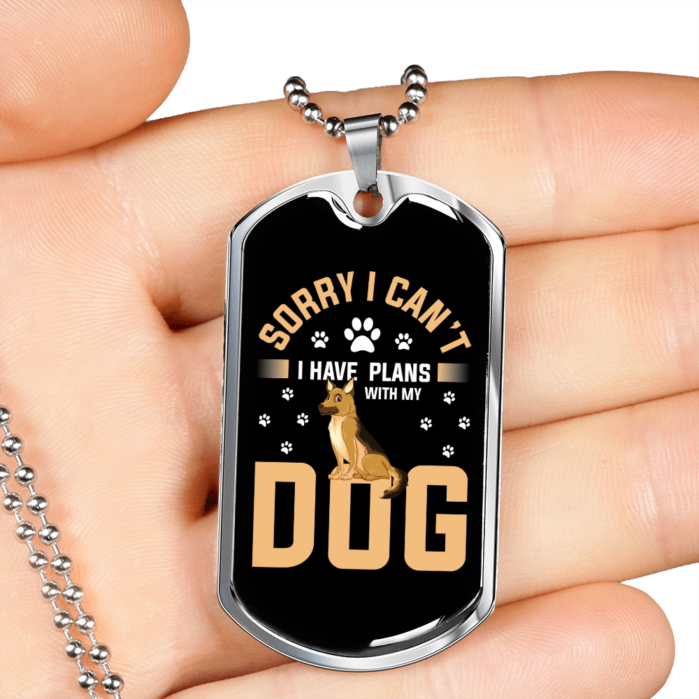 I Have Plans Necklace Stainless Steel or 18k Gold Dog Tag 24" Chain-Express Your Love Gifts