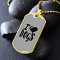 I Heart Dogs Necklace Stainless Steel or 18k Gold Dog Tag 24" Chain-Express Your Love Gifts