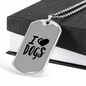 I Heart Dogs Necklace Stainless Steel or 18k Gold Dog Tag 24" Chain-Express Your Love Gifts