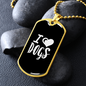 I Heart Dogs White Necklace Stainless Steel or 18k Gold Dog Tag 24" Chain-Express Your Love Gifts