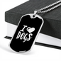 I Heart Dogs White Necklace Stainless Steel or 18k Gold Dog Tag 24" Chain-Express Your Love Gifts