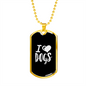 I Heart Dogs White Necklace Stainless Steel or 18k Gold Dog Tag 24" Chain-Express Your Love Gifts