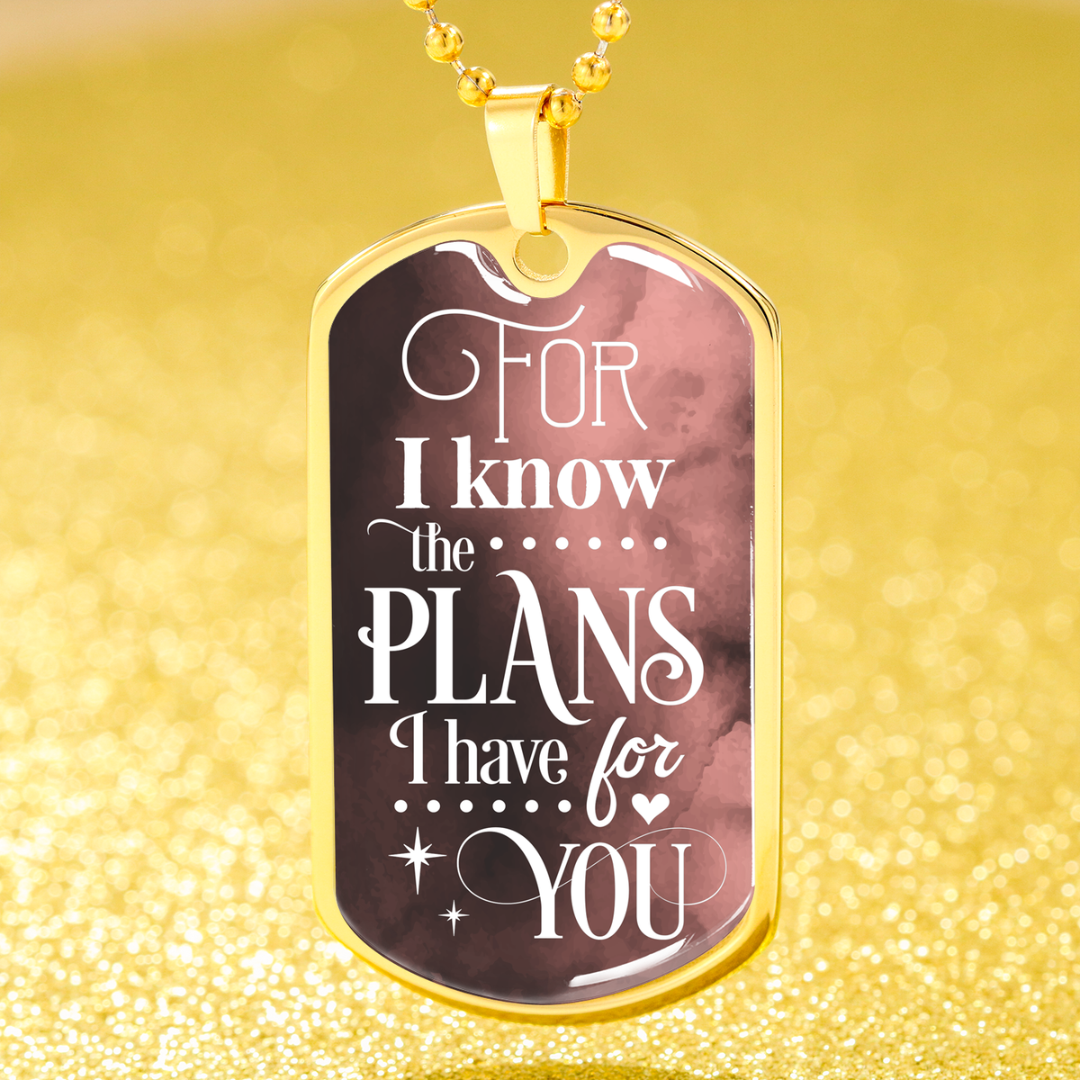 God Knows Your Plans Jeremiah 29:11 Necklace Stainless Steel or 18k Gold Dog Tag 24" Chain-Express Your Love Gifts