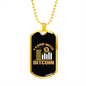 I Learn With Bitcoin Crypto Necklace Stainless Steel or 18k Gold Dog Tag 24" Chain-Express Your Love Gifts