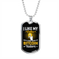 I Like My Coffee Crypto Necklace Stainless Steel or 18k Gold Dog Tag 24" Chain-Express Your Love Gifts