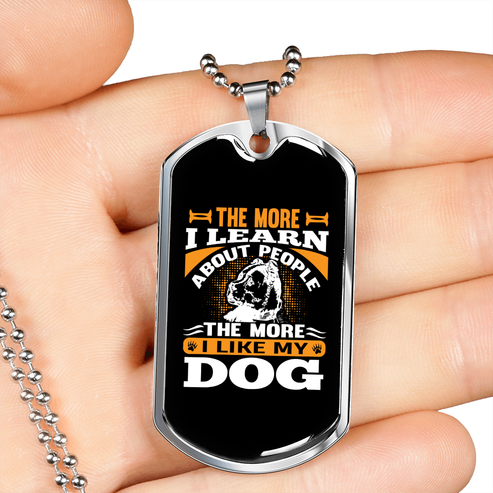 I Like My Dog Necklace Stainless Steel or 18k Gold Dog Tag 24" Chain-Express Your Love Gifts