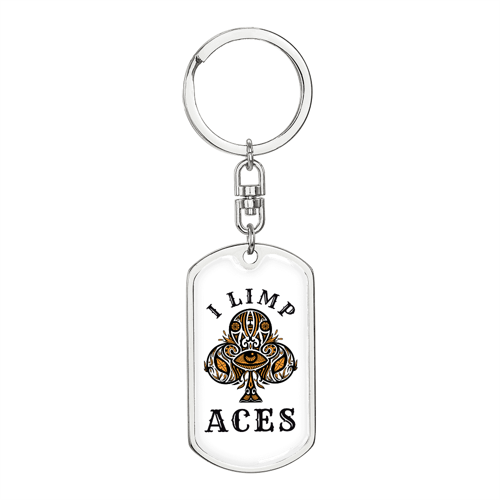 I Limp Aces Gambler Keychain Stainless Steel or 18k Gold Dog Tag Keyring-Express Your Love Gifts