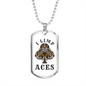 I Limp Aces Gambler Necklace Stainless Steel or 18k Gold Dog Tag 24-Express Your Love Gifts