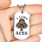 I Limp Aces Gambler Necklace Stainless Steel or 18k Gold Dog Tag 24-Express Your Love Gifts