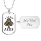 I Limp Aces Gambler Necklace Stainless Steel or 18k Gold Dog Tag 24-Express Your Love Gifts