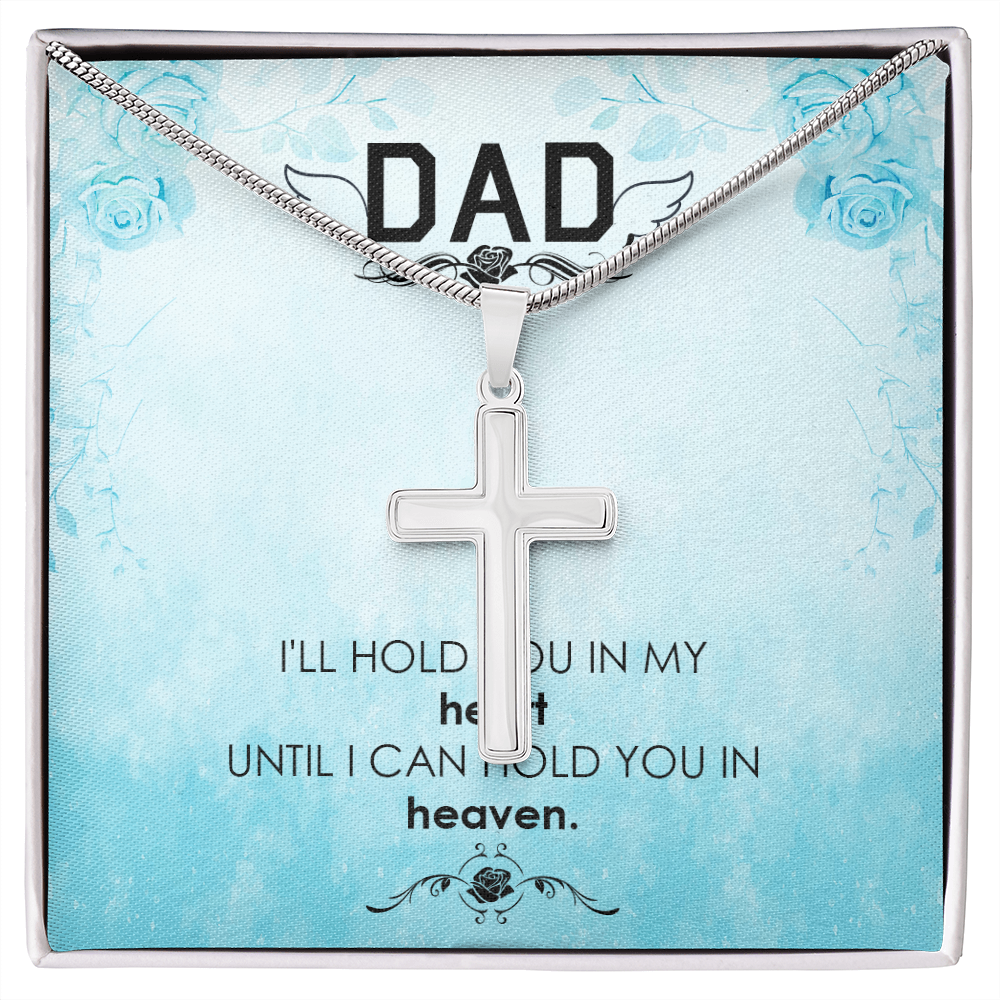I'll Hold You Dad Memorial Gift Dad Memorial Cross Necklace Sympathy Gift Loss of Father Condolence Message Card-Express Your Love Gifts