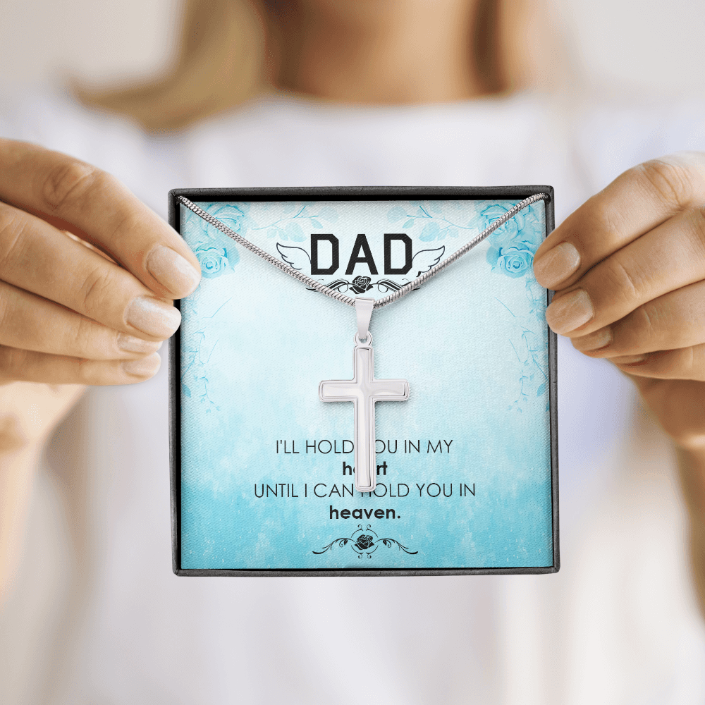 I'll Hold You Dad Memorial Gift Dad Memorial Cross Necklace Sympathy Gift Loss of Father Condolence Message Card-Express Your Love Gifts