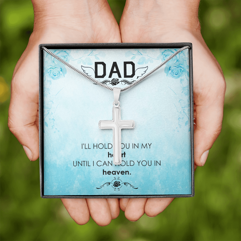 I'll Hold You Dad Memorial Gift Dad Memorial Cross Necklace Sympathy Gift Loss of Father Condolence Message Card-Express Your Love Gifts