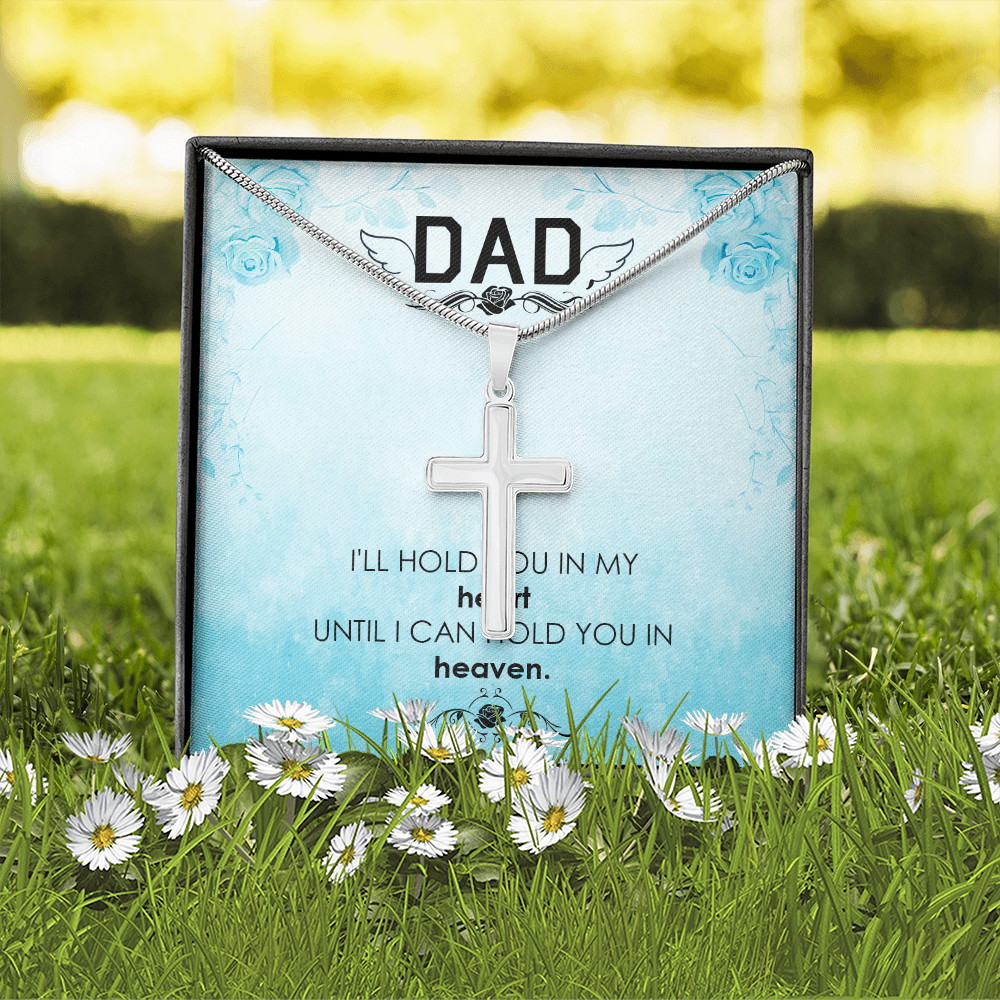 I'll Hold You Dad Memorial Gift Dad Memorial Cross Necklace Sympathy Gift Loss of Father Condolence Message Card-Express Your Love Gifts
