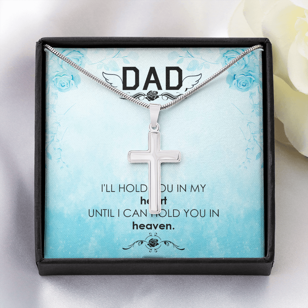 I'll Hold You Dad Memorial Gift Dad Memorial Cross Necklace Sympathy Gift Loss of Father Condolence Message Card-Express Your Love Gifts
