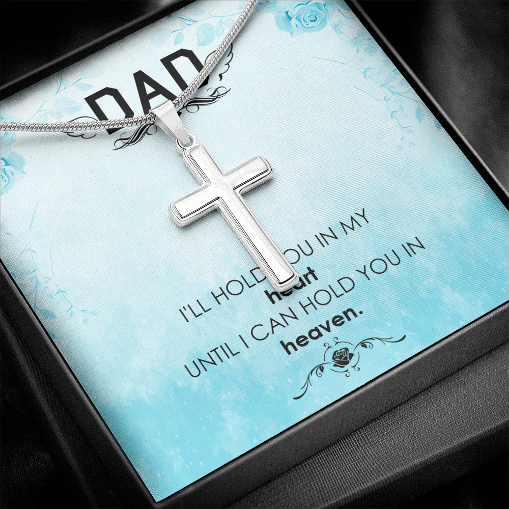 I'll Hold You Dad Memorial Gift Dad Memorial Cross Necklace Sympathy Gift Loss of Father Condolence Message Card-Express Your Love Gifts