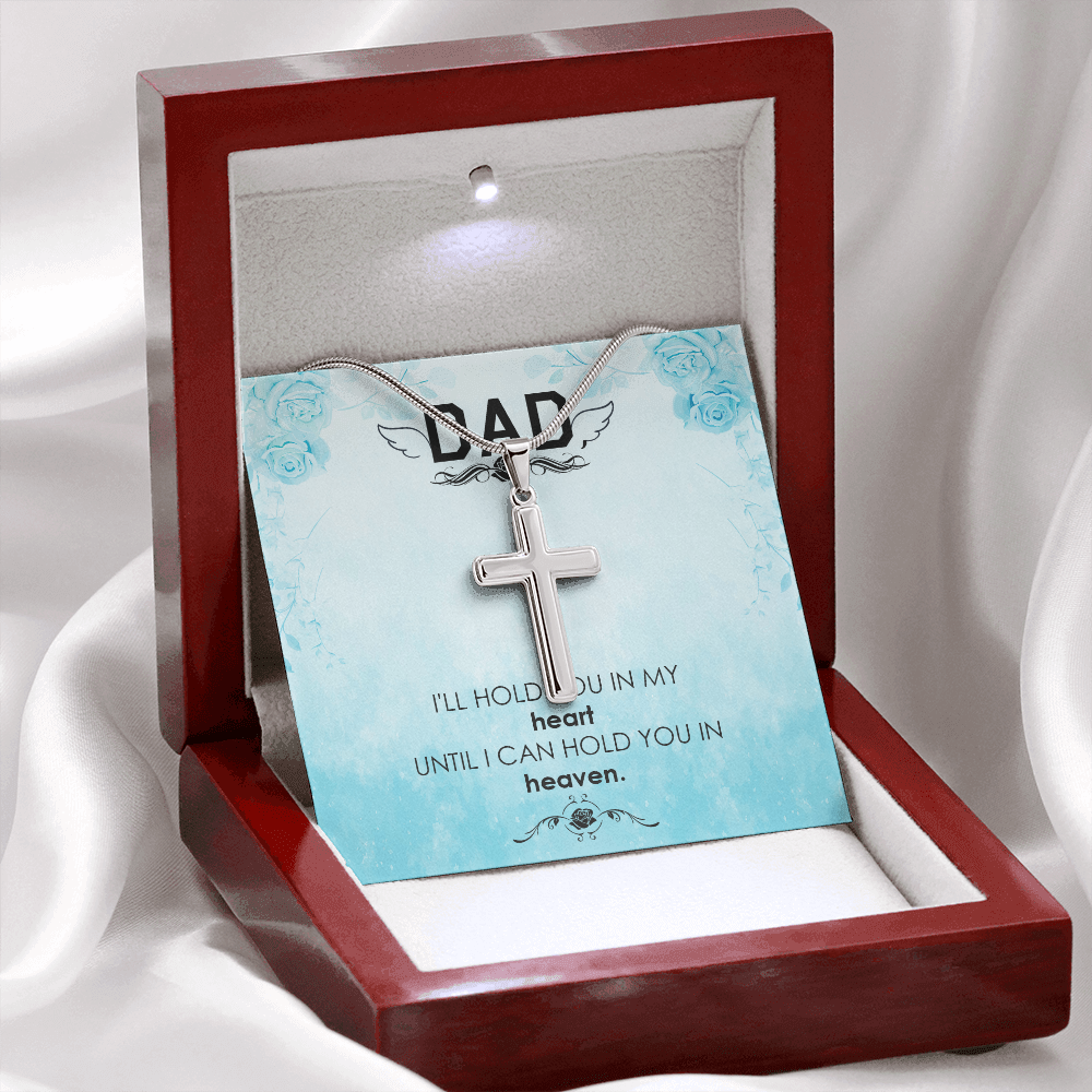 I'll Hold You Dad Memorial Gift Dad Memorial Cross Necklace Sympathy Gift Loss of Father Condolence Message Card-Express Your Love Gifts