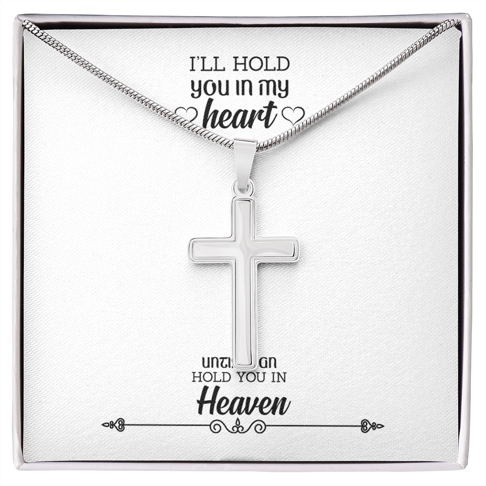 I'll Hold You in my Heart Dad Memorial Gift Dad Memorial Cross Necklace Sympathy Gift Loss of Father Condolence Message Card-Express Your Love Gifts
