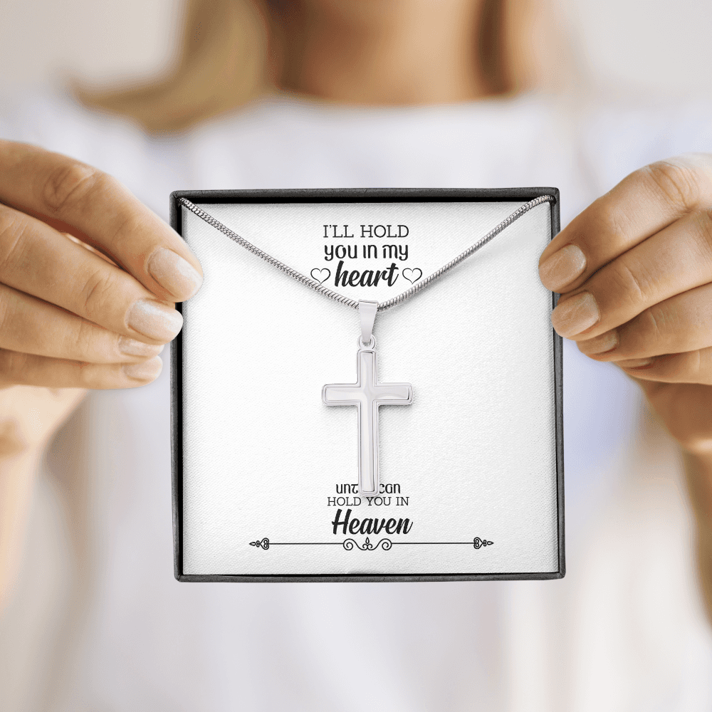 I'll Hold You in my Heart Dad Memorial Gift Dad Memorial Cross Necklace Sympathy Gift Loss of Father Condolence Message Card-Express Your Love Gifts