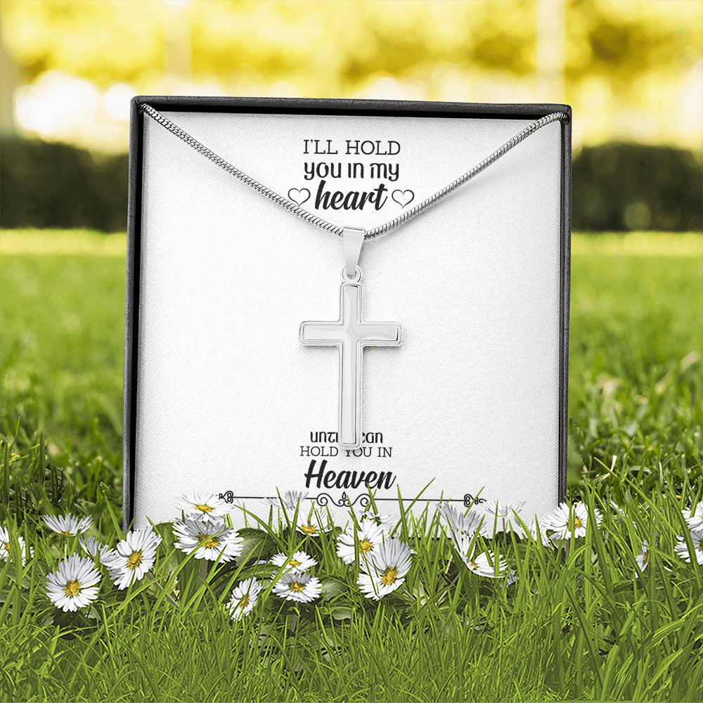 I'll Hold You in my Heart Dad Memorial Gift Dad Memorial Cross Necklace Sympathy Gift Loss of Father Condolence Message Card-Express Your Love Gifts
