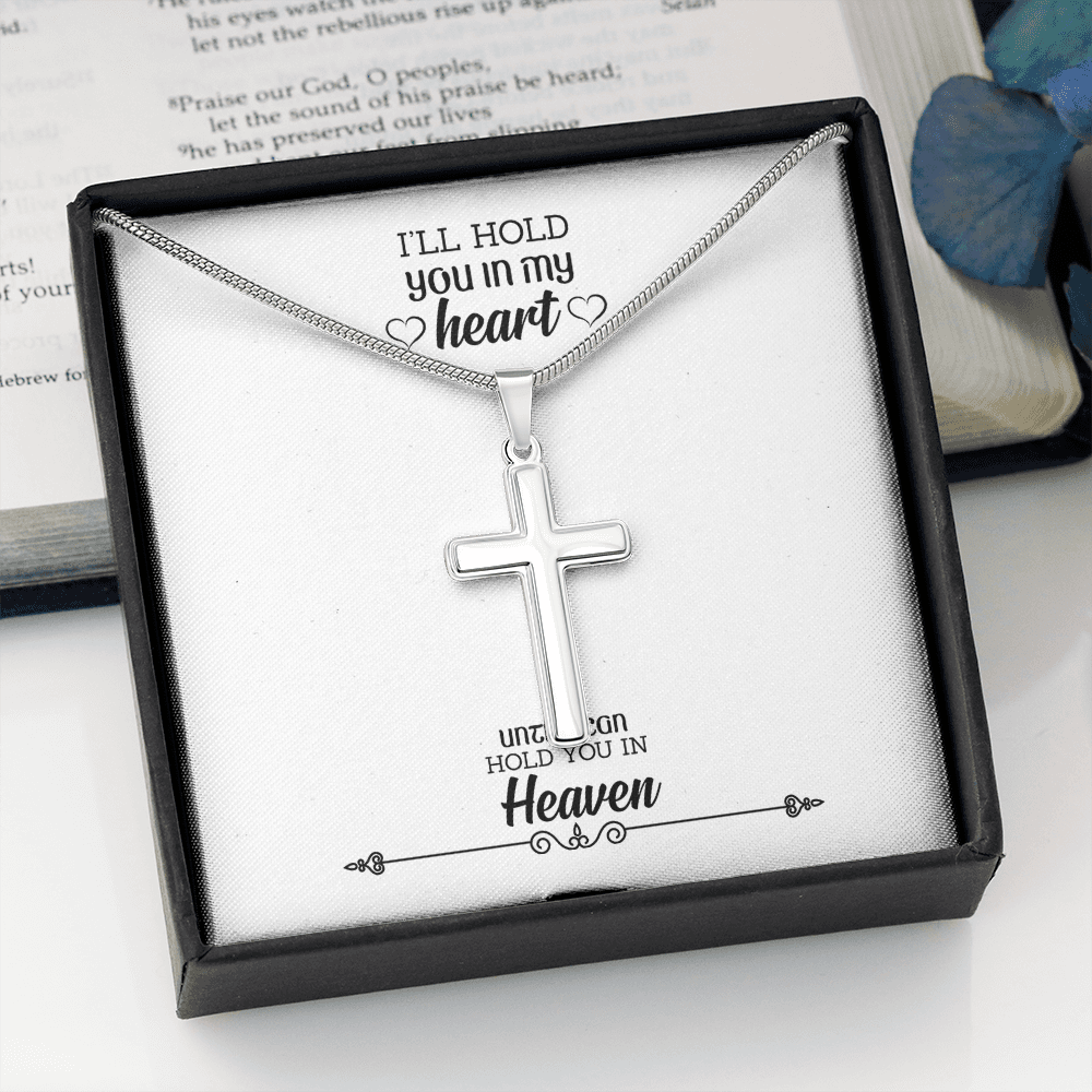 I'll Hold You in my Heart Dad Memorial Gift Dad Memorial Cross Necklace Sympathy Gift Loss of Father Condolence Message Card-Express Your Love Gifts