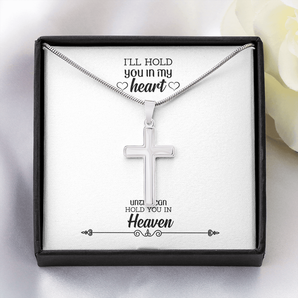 I'll Hold You in my Heart Dad Memorial Gift Dad Memorial Cross Necklace Sympathy Gift Loss of Father Condolence Message Card-Express Your Love Gifts