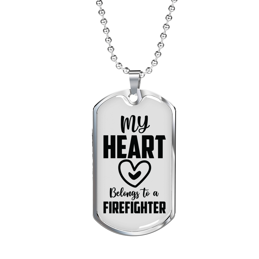 I Love A Firefighter Gift Stainless Steel or 18k Gold Dog Tag 24" Chain-Express Your Love Gifts