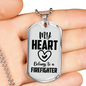 I Love A Firefighter Gift Stainless Steel or 18k Gold Dog Tag 24" Chain-Express Your Love Gifts