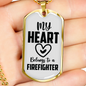 I Love A Firefighter Gift Stainless Steel or 18k Gold Dog Tag 24" Chain-Express Your Love Gifts