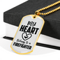 I Love A Firefighter Gift Stainless Steel or 18k Gold Dog Tag 24" Chain-Express Your Love Gifts