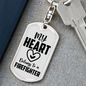 I Love A Firefighter Keychain Stainless Steel or 18k Gold Dog Tag Keyring-Express Your Love Gifts
