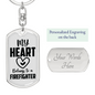I Love A Firefighter Keychain Stainless Steel or 18k Gold Dog Tag Keyring-Express Your Love Gifts
