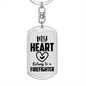 I Love A Firefighter Keychain Stainless Steel or 18k Gold Dog Tag Keyring-Express Your Love Gifts