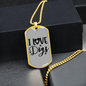 I Love Dogs Necklace Stainless Steel or 18k Gold Dog Tag 24" Chain-Express Your Love Gifts
