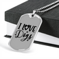 I Love Dogs Necklace Stainless Steel or 18k Gold Dog Tag 24" Chain-Express Your Love Gifts