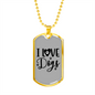 I Love Dogs Necklace Stainless Steel or 18k Gold Dog Tag 24" Chain-Express Your Love Gifts