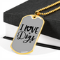 I Love Dogs Necklace Stainless Steel or 18k Gold Dog Tag 24" Chain-Express Your Love Gifts